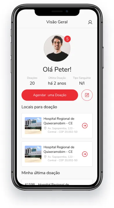 Imagem ilustrativa de um celular mostrando a tela do aplicativo.